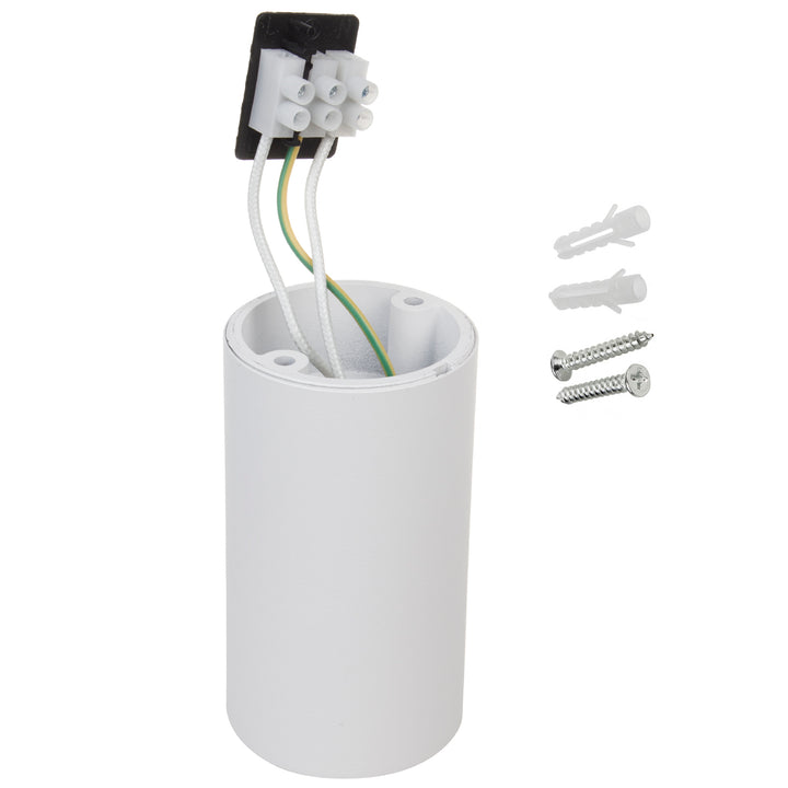 Luminaire de surface Maclean MCE458 W/W tube, spot, rond, aluminium, GU10, 55x100mm, blanc