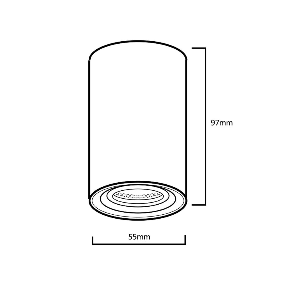 Luminaire de surface Maclean MCE458 W/W tube, spot, rond, aluminium, GU10, 55x100mm, blanc