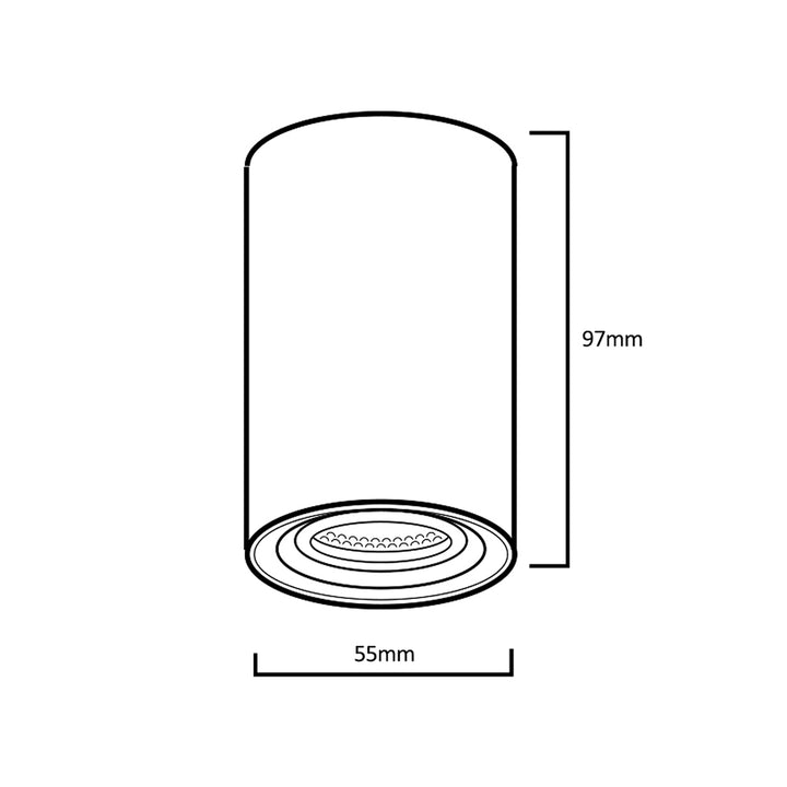 Luminaire de surface Maclean MCE458 W/W tube, spot, rond, aluminium, GU10, 55x100mm, blanc