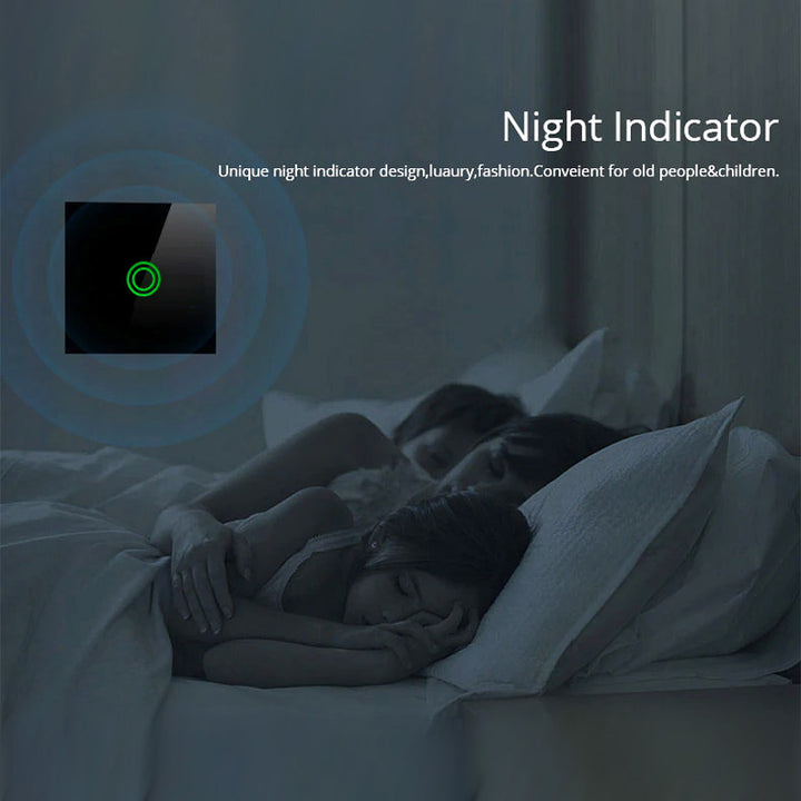 Smart WiFi 2-fois Touch Interrupteur d'éclairage Compatible avec Tuya APP Interrupteur mural Verre Interrupteur avec changement de couleur LED rétro-éclairage Interrupteur encastrable 85x85mm (2-fois rond, noir) ...