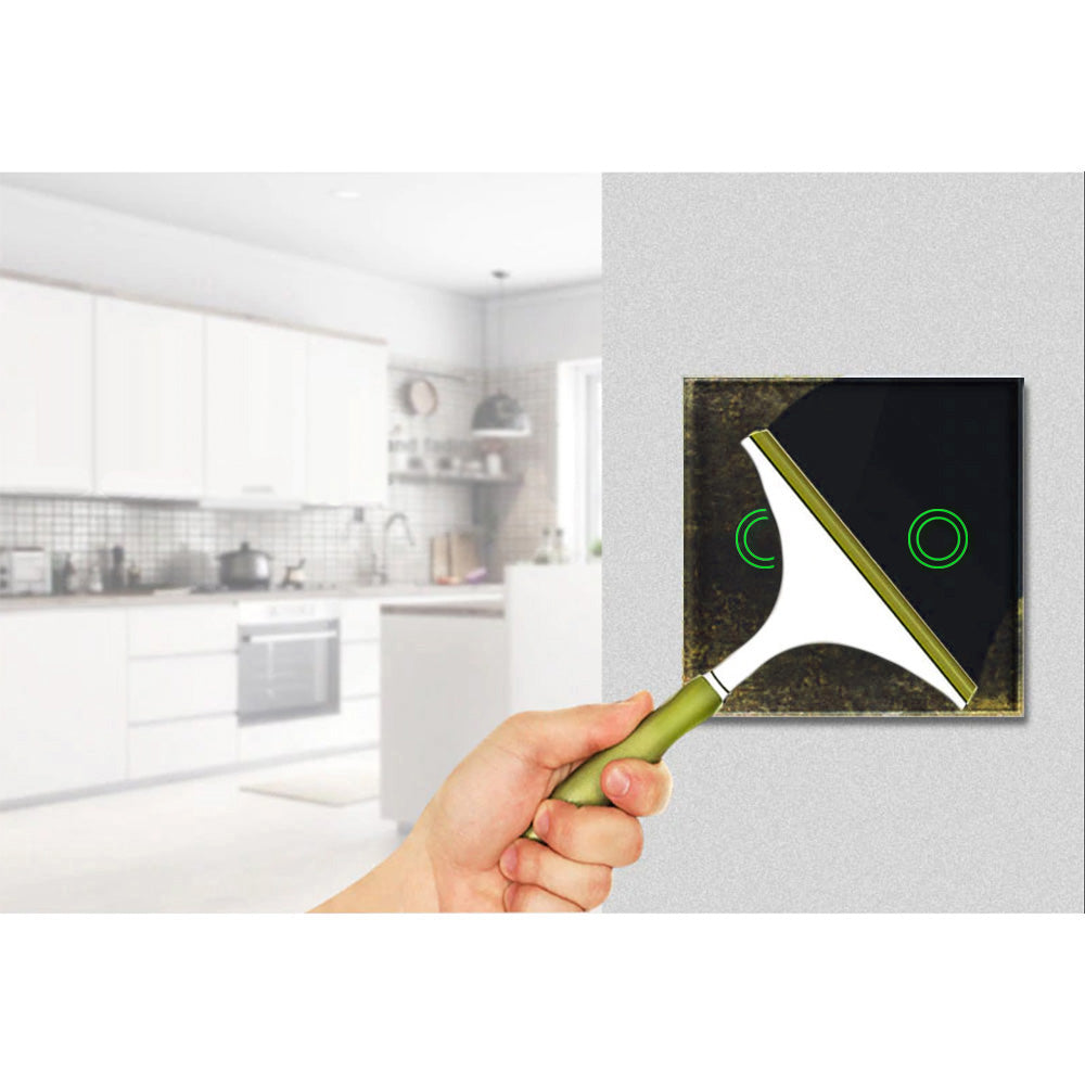 Smart WiFi 2-fois Touch Interrupteur d'éclairage Compatible avec Tuya APP Interrupteur mural Verre Interrupteur avec changement de couleur LED rétro-éclairage Interrupteur encastrable 85x85mm (2-fois rond, noir) ...