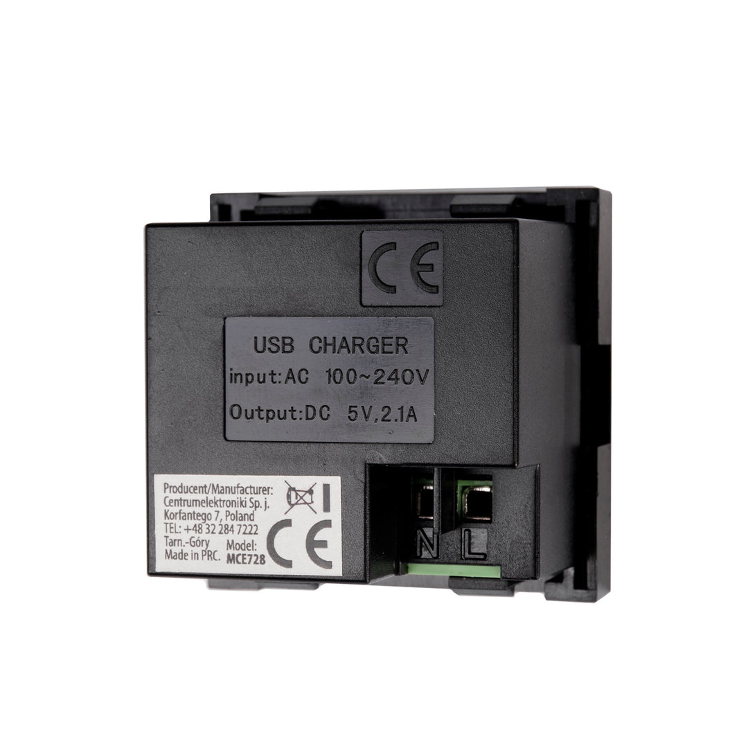 Maclean Prise USBx2 avec chargeur, double, charge rapide 2.1A, noir, MCE728B