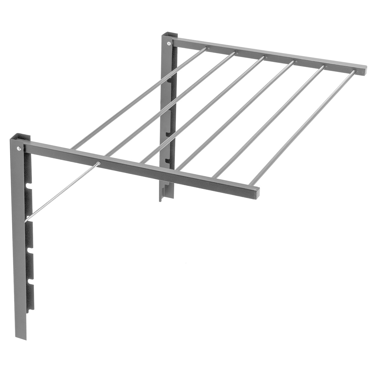 Séchoir à Linge Mural Pliable 180° - 4 Tiges Pivotantes - Alliage Aluminium - Pour Balcon, Salle De Bain, Intérieur/extérieur