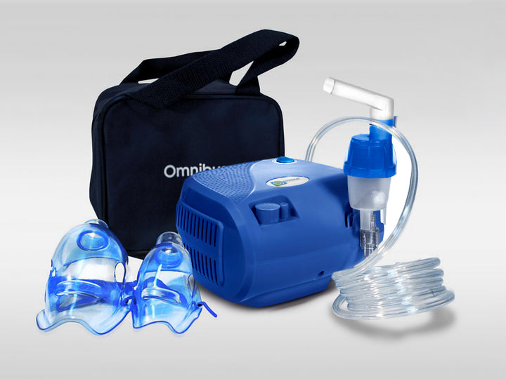 Inhalateur BR-CN116B Omnibus bleu + accessoires, masques