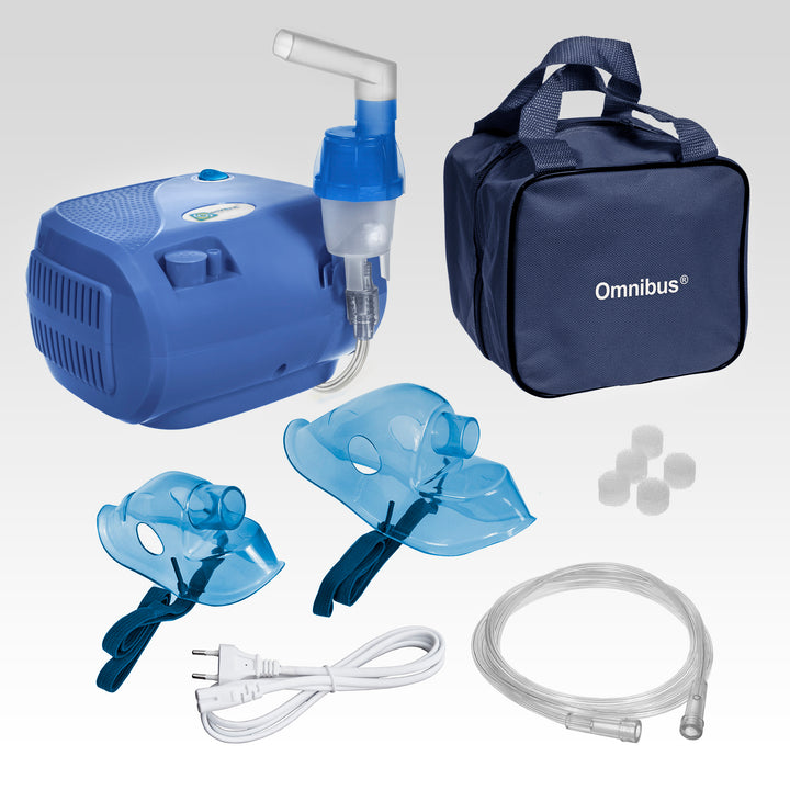 Inhalateur BR-CN116B Omnibus bleu + accessoires, masques