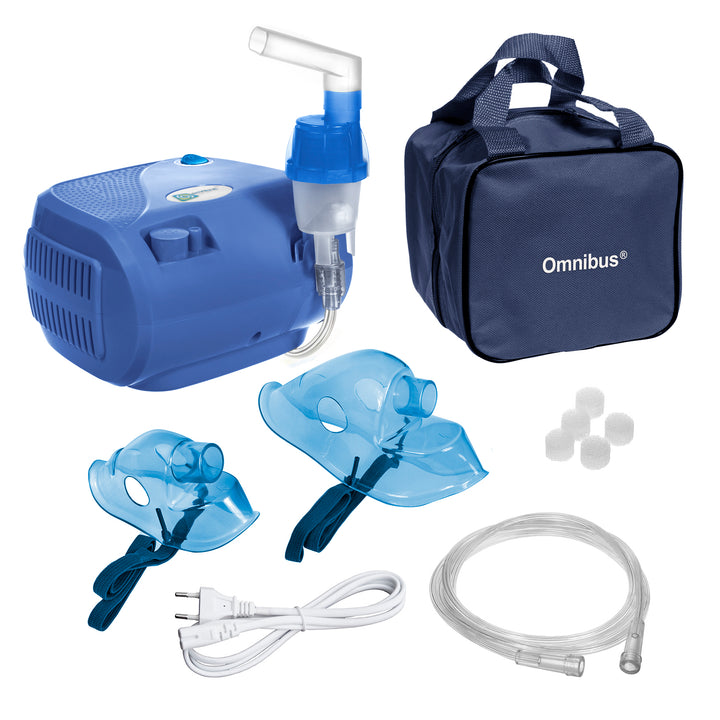 Inhalateur BR-CN116B Omnibus bleu + accessoires, masques