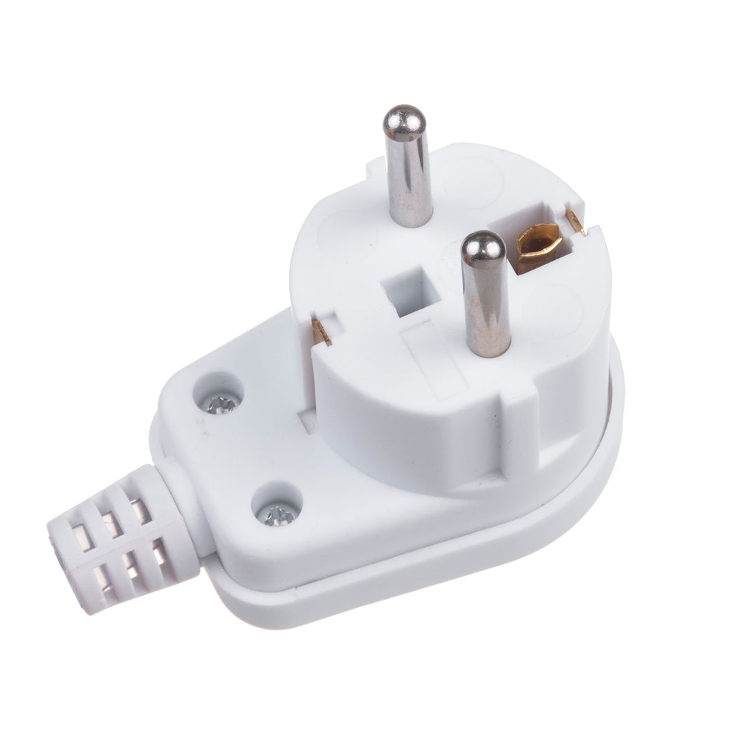 Fiche à contact de protection Uni-Schuko Fiche coudée Unischuko Fiche Schuko Uni 16A 250V Plastique blanc