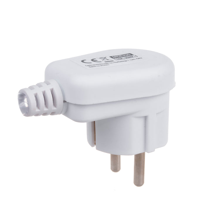 Fiche à contact de protection Uni-Schuko Fiche coudée Unischuko Fiche Schuko Uni 16A 250V Plastique blanc