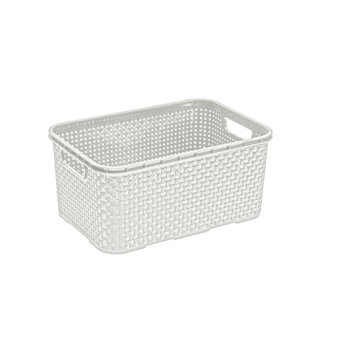 BranQ Panier de rangement 7L en rotin blanc antique avec poignées
