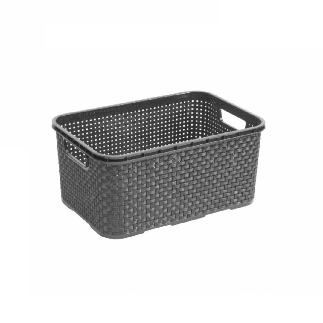 Panier universel multifonction en rotin BranQ - Home essential Taille S : 7 l plastique  - Anthracite - 28,5 x 19,5 x 12,9 cm