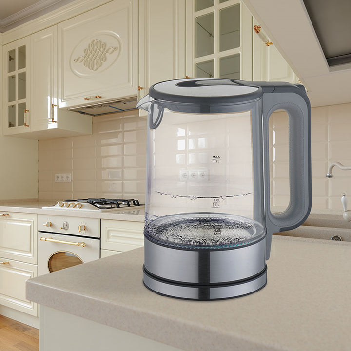 Bouilloire électrique en verre avec éclairage intérieur 1,7L Maestro Base à 360 degrés Filtre anti-calcaire.