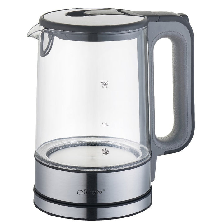 Bouilloire électrique en verre avec éclairage intérieur 1,7L Maestro Base à 360 degrés Filtre anti-calcaire.