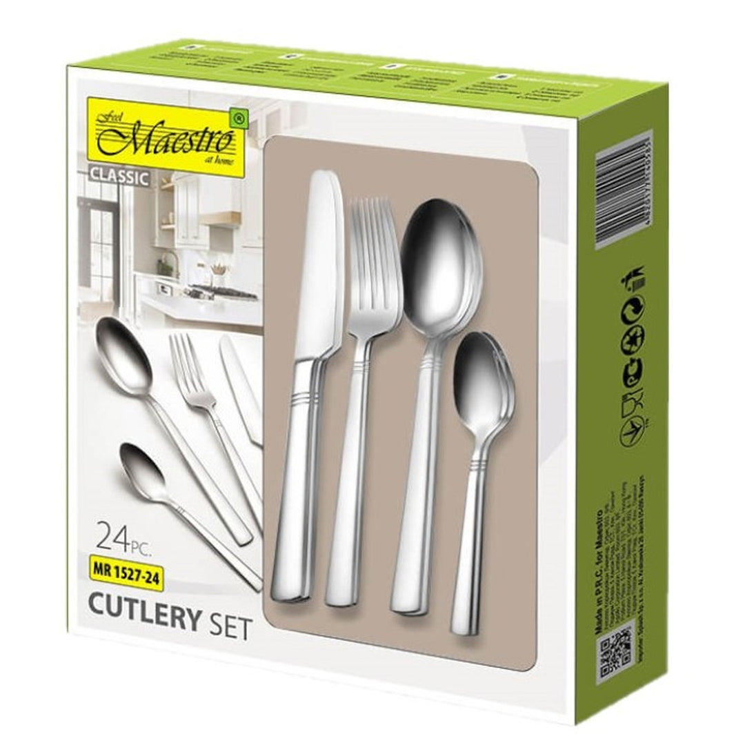 Set de couverts 24 pièces pour 6 personnes en acier inoxydable Maestro Argent