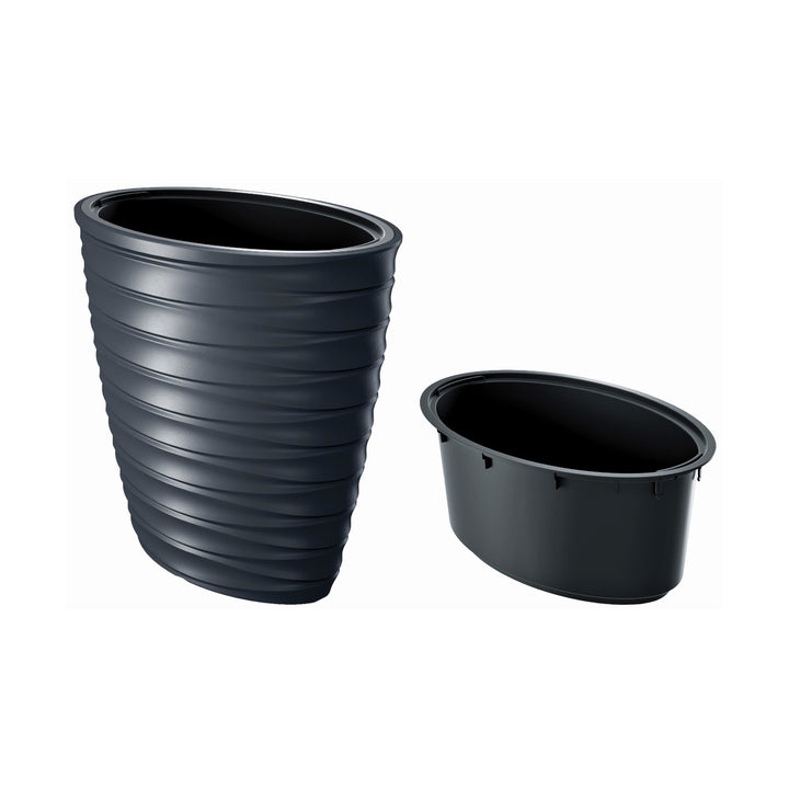 Pot à fleurs Prosperplast Freze DPFEE600-S433 avec insert - ovale- couleur anthracite - 24.0/74.0 L