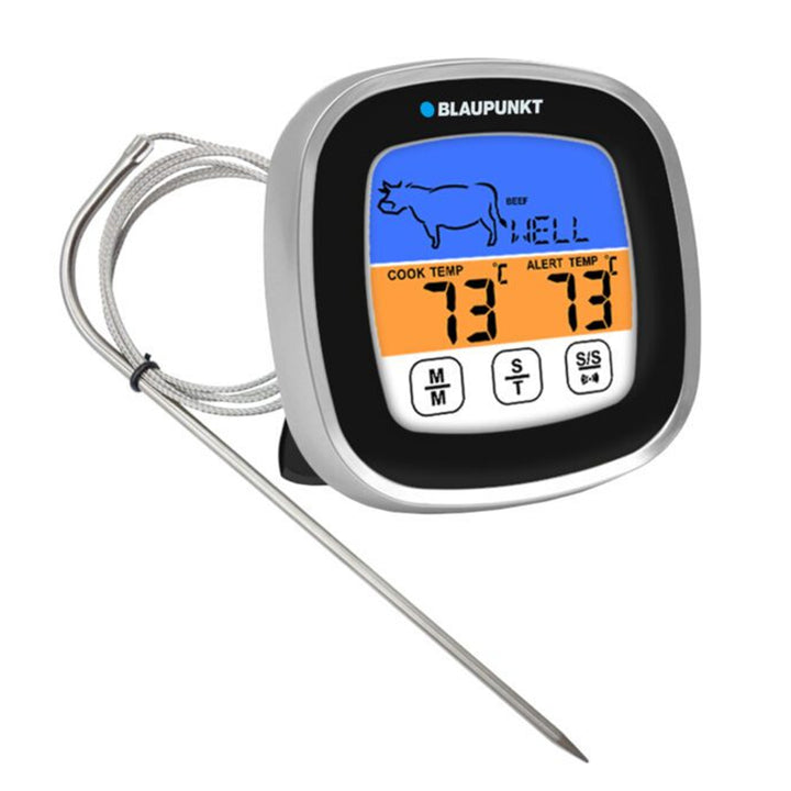 Blaupunkt FTM501 Thermomètre numérique pour barbecue avec 5 niveaux de cuisson et 8 types de viande Thermomètre de cuisine Thermomètre à viande de -20 à 300℃ Support magnétique
