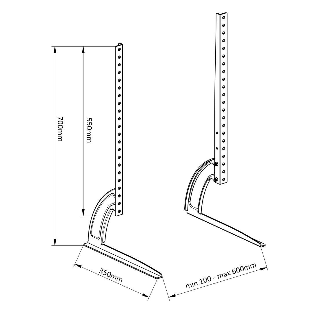 Support universel, pieds TV Maclean, charge max. 50kg, max. VESA 800x500, pour TV 32-70", MC-954