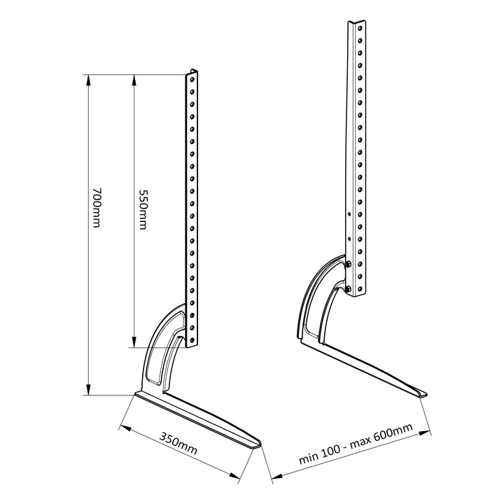 Support universel, pieds TV Maclean, charge max. 50kg, max. VESA 800x500, pour TV 32-70", MC-954