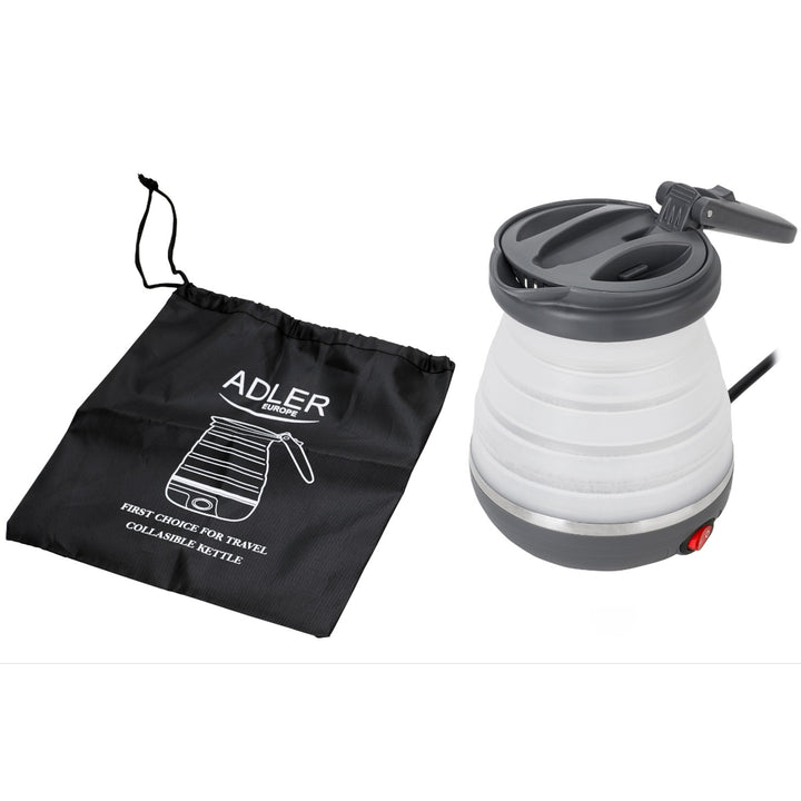 Adler AD 1370UK Bouilloire de voyage pliable 0.6L avec pochette de rangement Poignée pliable en silicone Compact Portable Camping