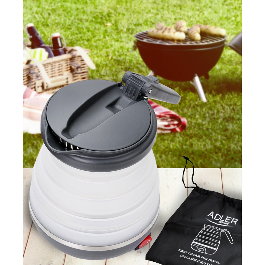 Adler AD 1370UK Bouilloire de voyage pliable 0.6L avec pochette de rangement Poignée pliable en silicone Compact Portable Camping