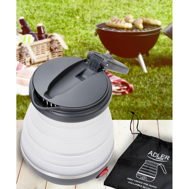 Adler AD 1370UK Bouilloire de voyage pliable 0.6L avec pochette de rangement Poignée pliable en silicone Compact Portable Camping