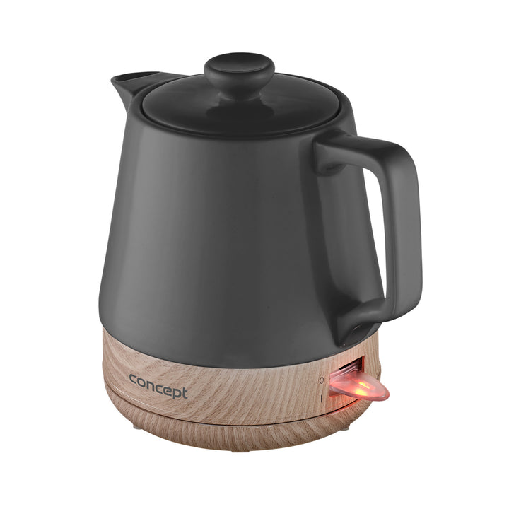 CONCEPT RK0061 UK Bouilloire électrique en céramique 1.0L Anthracite &amp ; Wood Design Nordic Style 1200W Tea Pot Cordless
