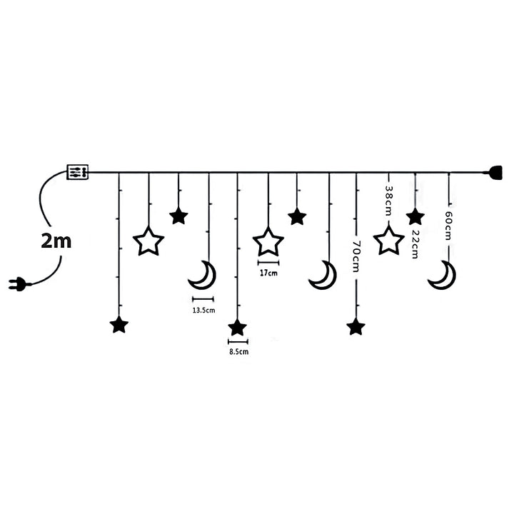 Maclean MCE418 rideau de lumière 3m LED longueur totale 5.2 m 120 LEDs 8 modes d'éclairage 220-240 V AC 50/60 Hz temp. couleur 3000K Éclairage de Noël Guirlande lumineuse