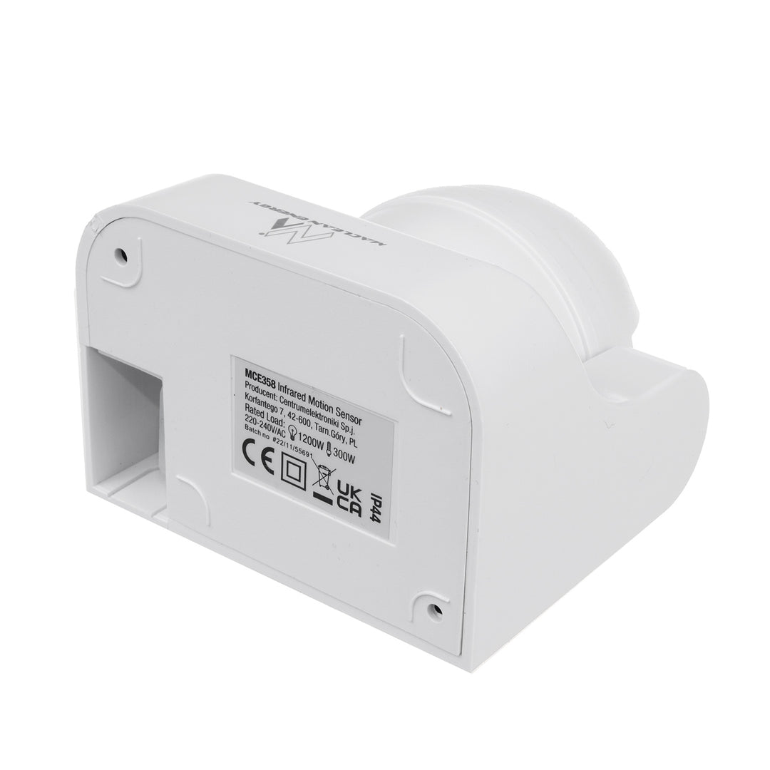 Détecteur de mouvement Maclean PIR, infrarouge, IP44, blanc, portée 12m, charge max. 800/1200W, MCE358 W