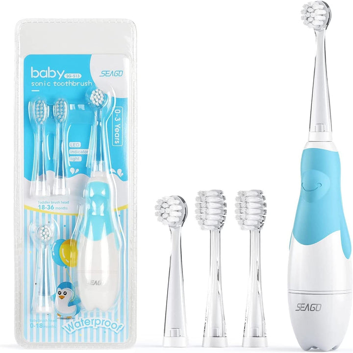 Brosse à dents sonique pour enfants SEAGO, bleue, 1xAA 1.5V (non inclus), 4 embouts, SG-513 Blue