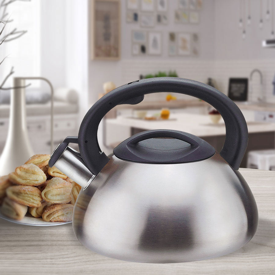 Bouilloire avec sifflet en acier inoxydable satiné