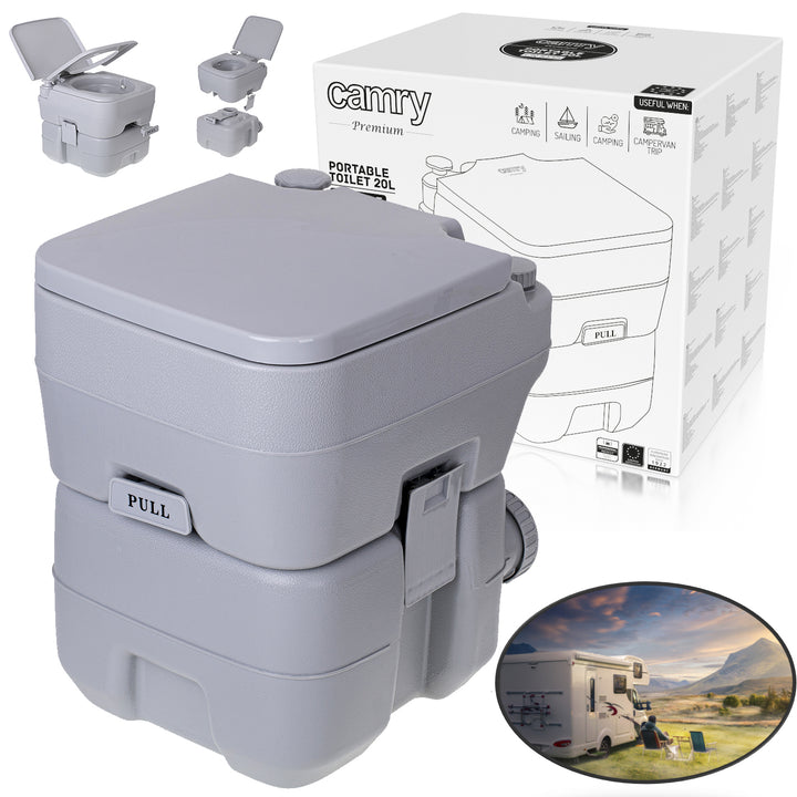 Camry CR 1035 Toilette mobile de 20 litres avec réservoir d'eau de 13L Toilette de camping Seau de toilette Toilette de voyage