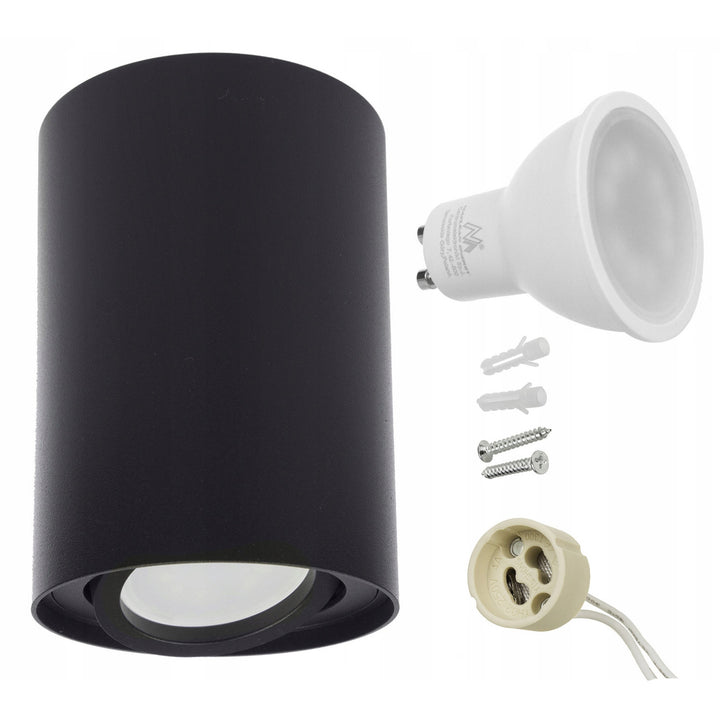 Maclean Round Plafond Black MCE422 B + ampoule LED GU10 5W 4000K