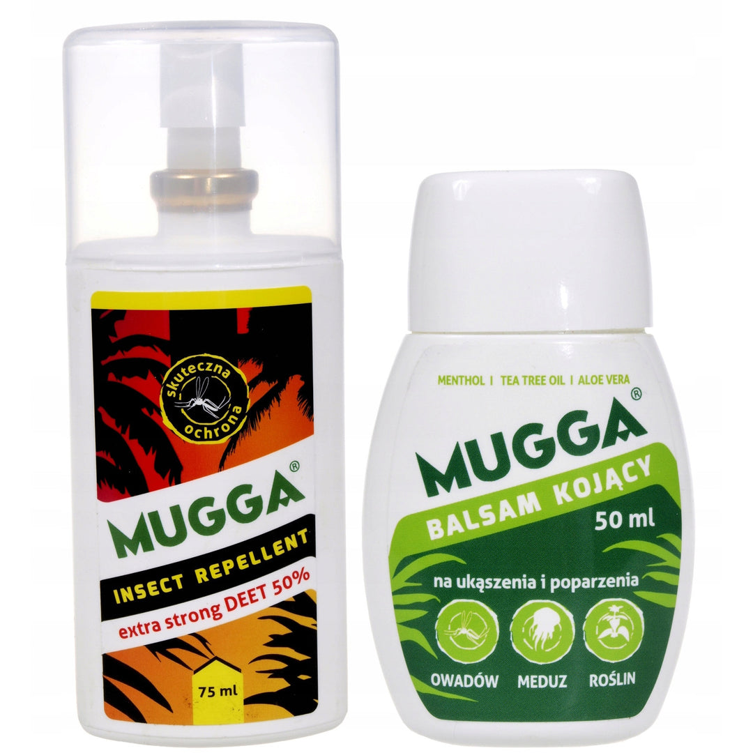 Mugga Strong 50% Deet contre les moustiques et les tiques + Baume Mugga