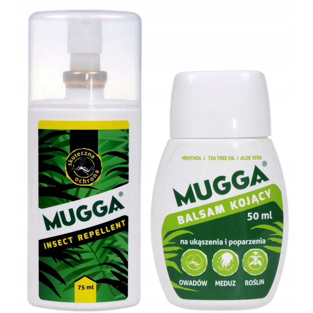 Mugga spray 9,5% 75ml pour les moustiques tiques + Lotion apaisante 50ml