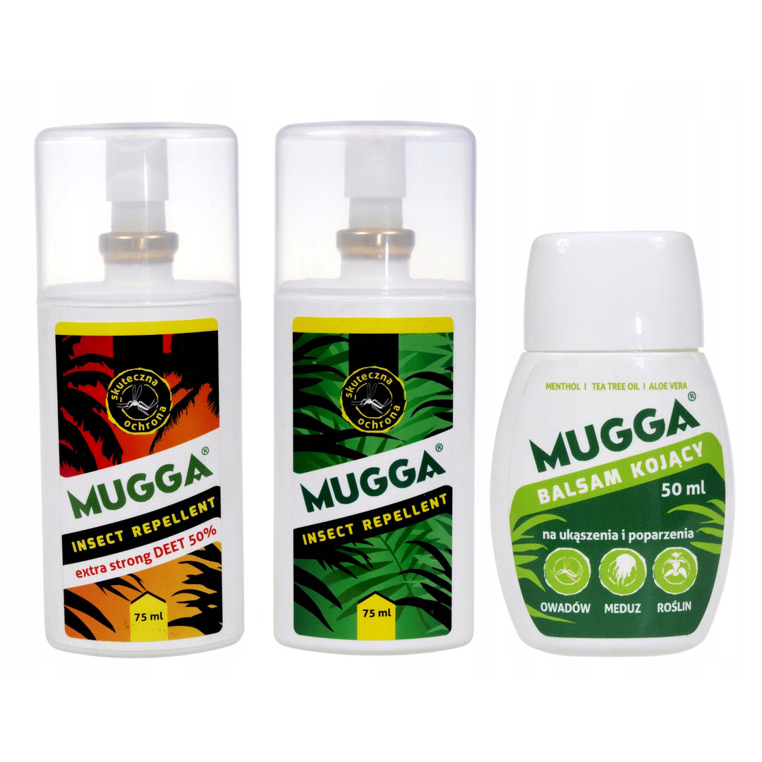 Set 2x Mugga 50% + 9,5% Family Deet + Baume apaisant 50ml