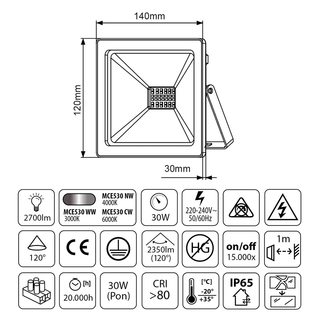 Support de travail au sol avec illuminateur LED Maclean 30W