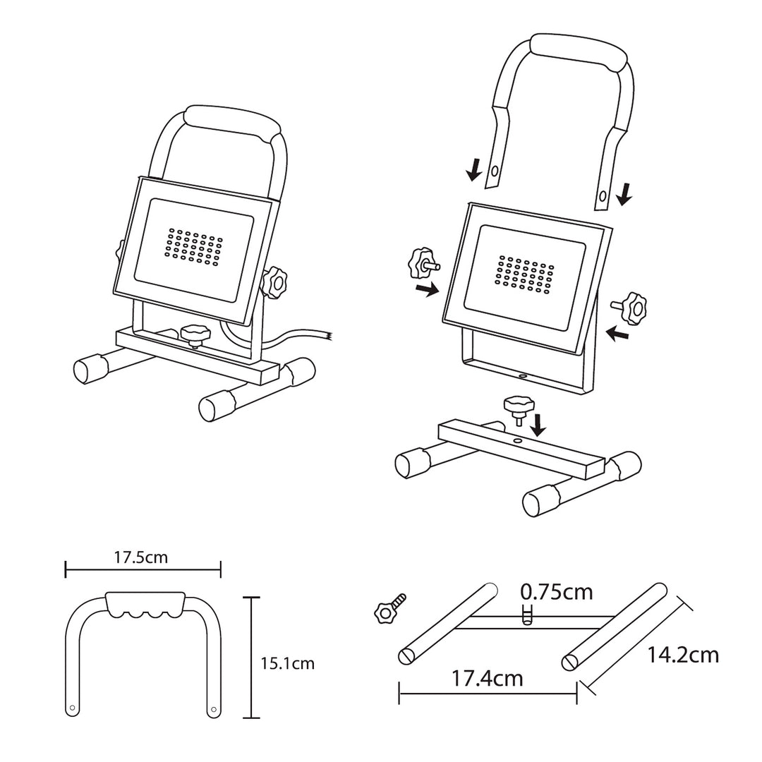 Halogène blanc froid 4000 lm 50 W Maclean MCE550 + support