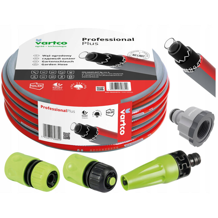 Jeu de tuyaux d'arrosage 1/2" Vartco 6 plis 30m + raccords