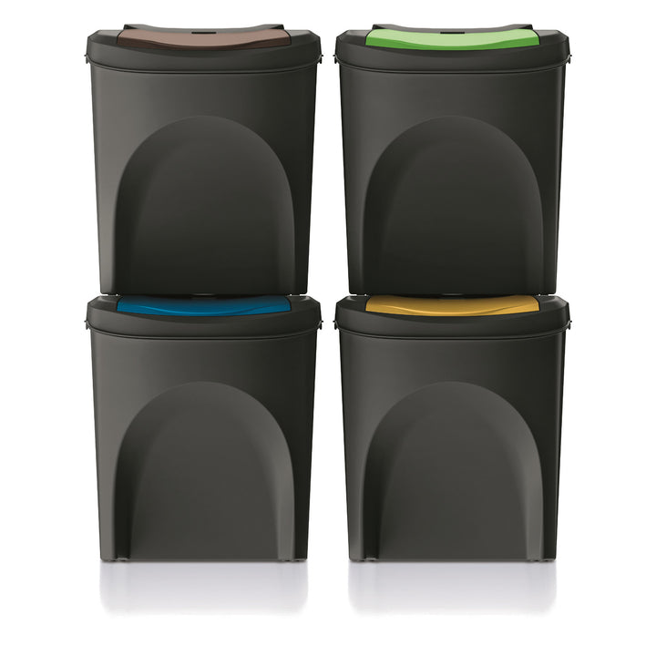 Ensemble de poubelles de recyclage Keden Sortibox 4x25L noir