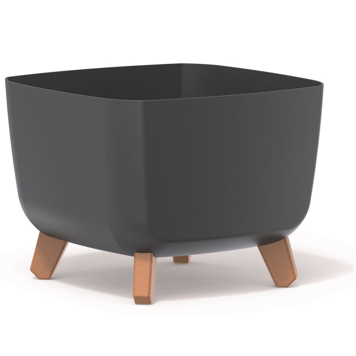 Pot de fleurs avec pieds amovibles incl. insert Prosperplast Gracia Square pour l'intérieur et l'extérieur Pot de plantes carré en plastique résistant aux UV 29x29x22cm (Anthracite)