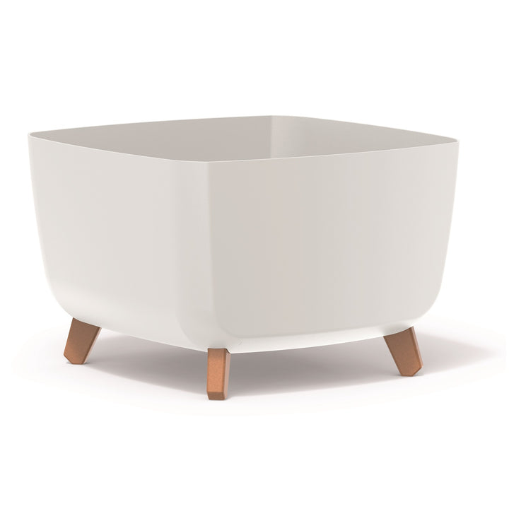 Pot de fleurs avec pieds amovibles incl. insert Prosperplast Gracia Square pour l'intérieur et l'extérieur Pot de plantes carré en plastique résistant aux UV 39x39x27cm blanc