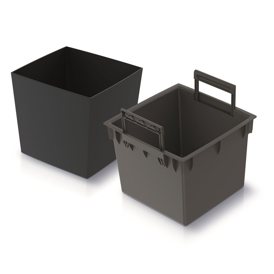 Pot de fleurs avec bac intérieur Prosperplast 2in1 Cache-pot Plastique Carré 24 cm x 24 cm x 23,5 cm anthracite