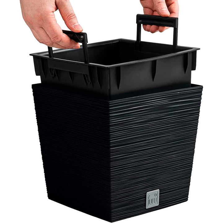 Prosperplast Furu Square Low pot de fleurs avec insert DFS240-S433 - couleur anthracite
