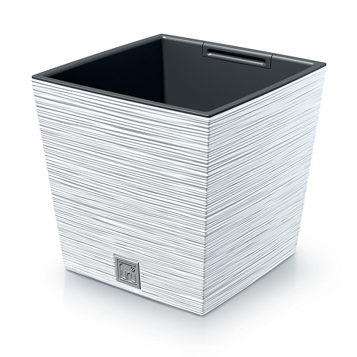 Prosperplast Furu Square Low pot de fleurs avec insert DFS300-S449 - blanc