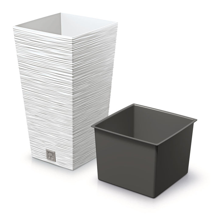 Prosperplast Furu Pot de fleurs carré avec insert DFSH200-S449 - blanc