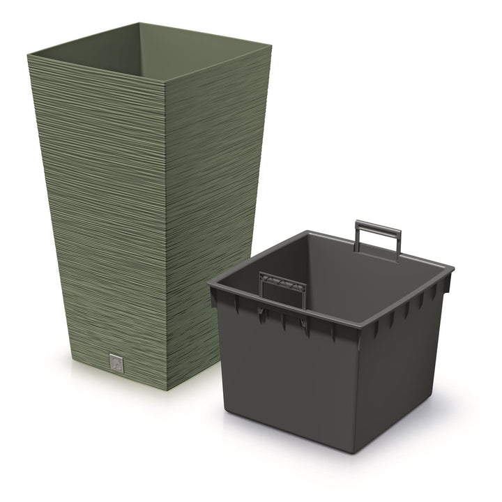 Prosperplast Furu Pot de fleurs carré avec insert DFSH240-5615C - couleur vert terreux