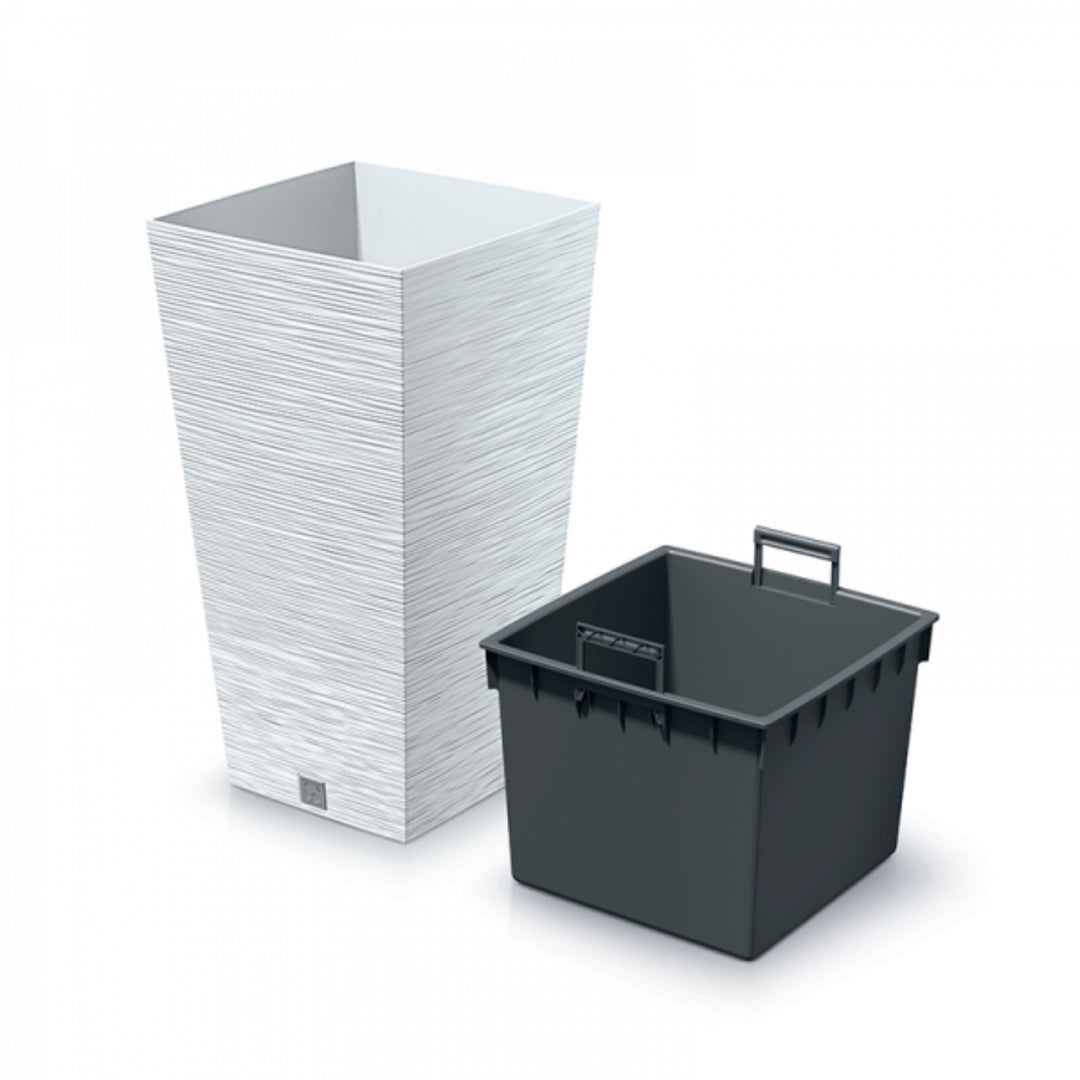 Prosperplast Furu Pot de fleurs carré avec insert DFSH350-S449 - blanc