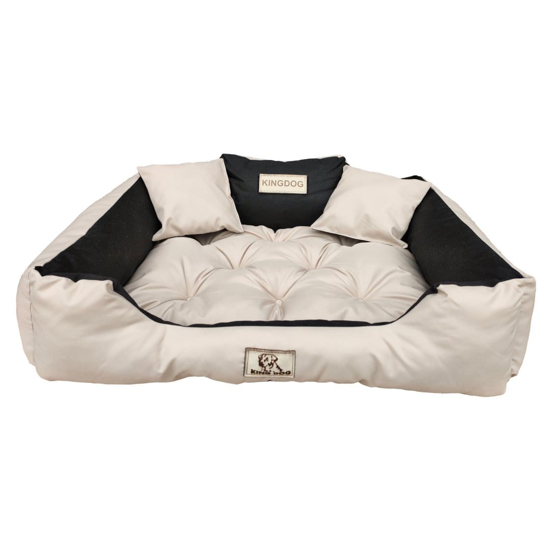 Lit pour chien 145x115 cm KingDog KIN145/115BEZ confortable beige et noir