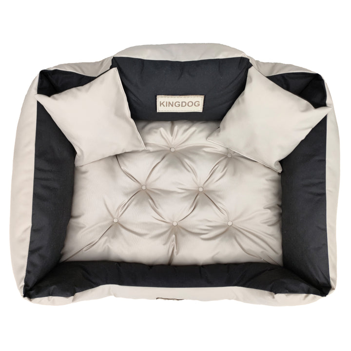 Lit pour chien 145x115 cm KingDog KIN145/115BEZ confortable beige et noir
