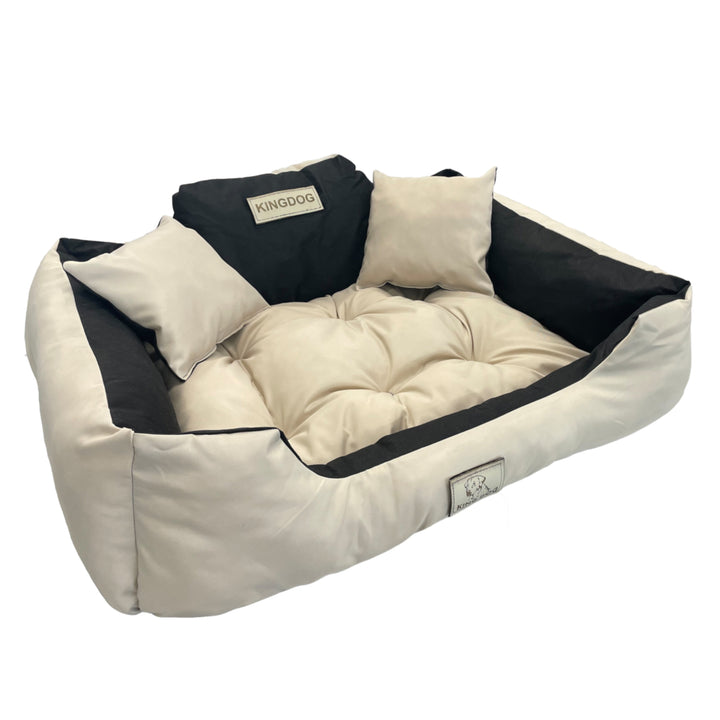 Lit pour chien 145x115 cm KingDog KIN145/115BEZ confortable beige et noir