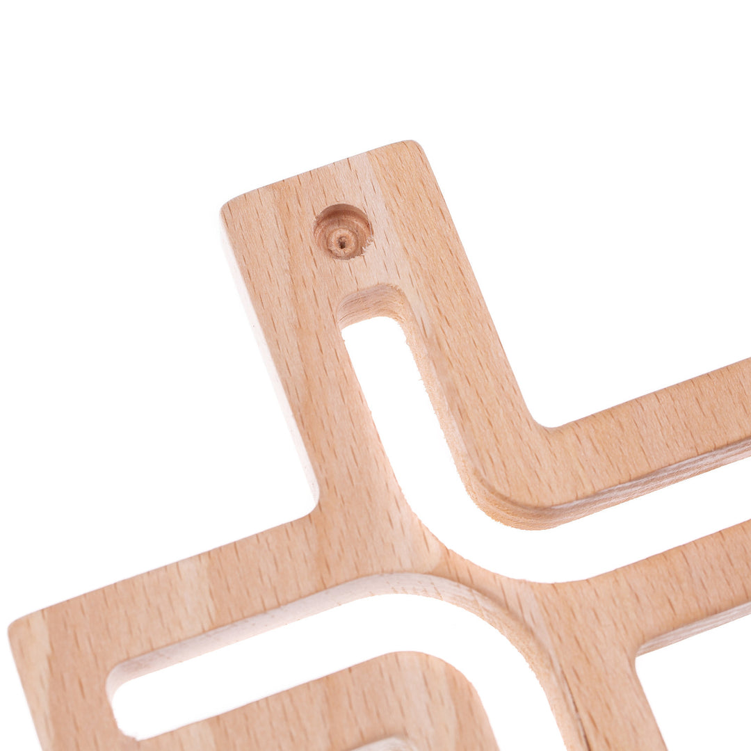 Croix suspendue en bois moderne naturel 18x12x1,5 cm